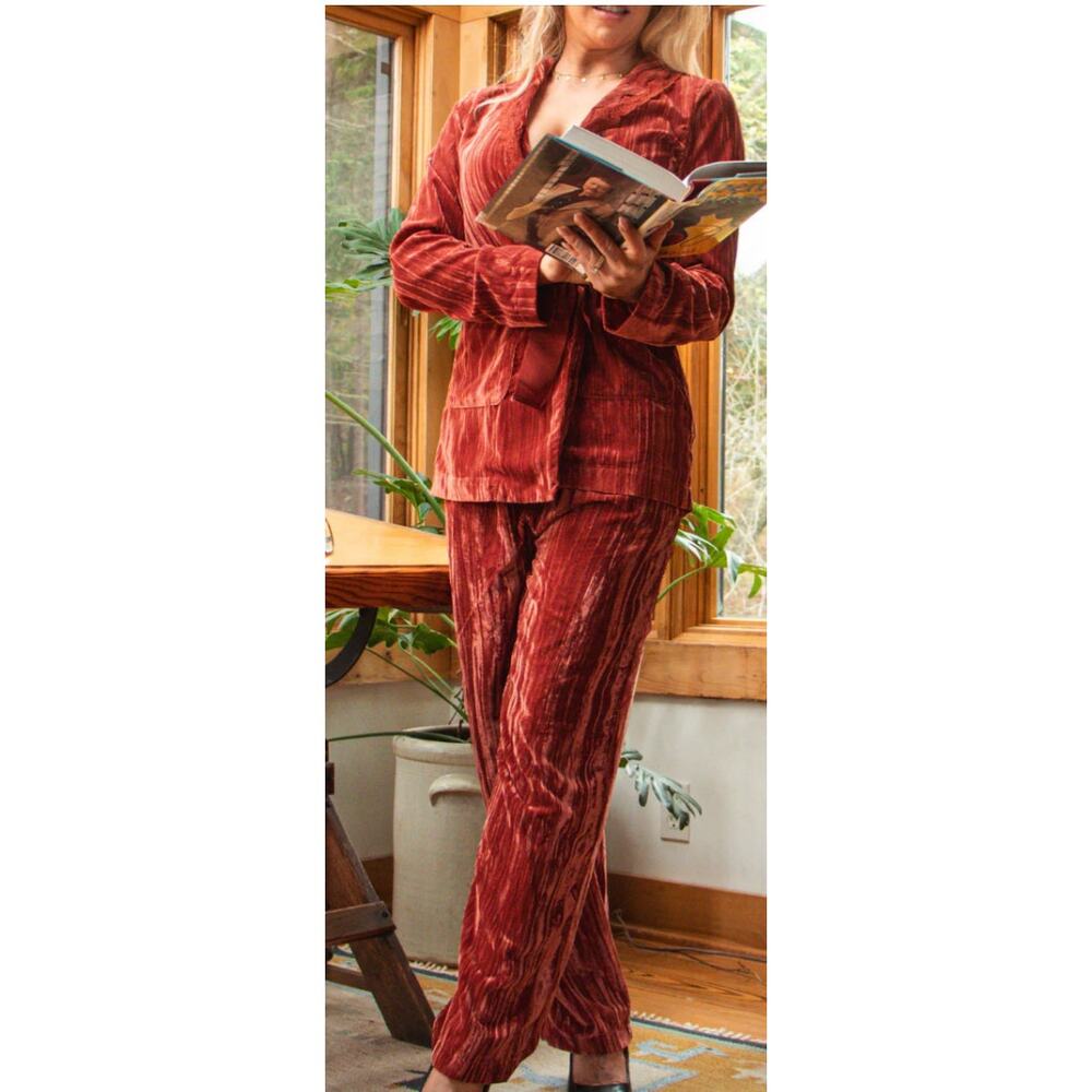 Scotch & Soda Lace Trimmed Velvet Pink Rust Suit Witchy Whimzygoth. Size Medium